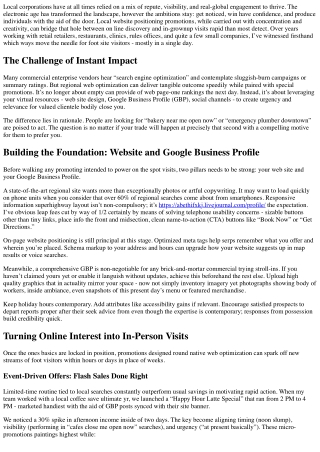 Local search engine marketing Promotions that Drive Foot Traffic Instantly.