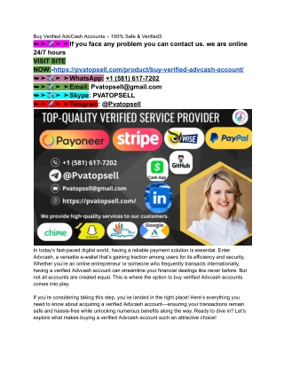 Buy Verified Advcash Account Secure & Cheap Solutions ...