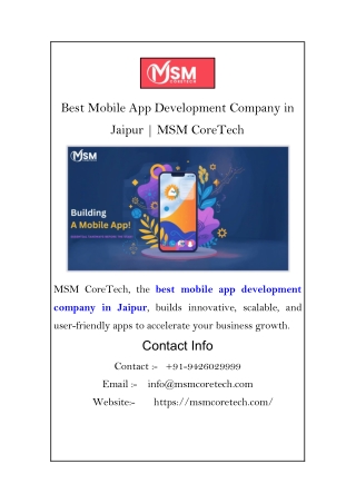 Best Mobile App Development Company in Jaipur