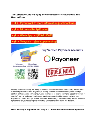 Top 5 Sites to Buy Verified Payoneer Accounts (personal