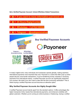 Best 7.0 Platforms to Purchase Verified Payoneer Accounts in 2k25