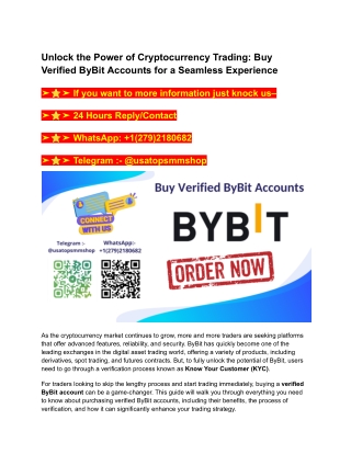 Why usatopsmmshop is Your Best Choice for Verified ByBit Accounts