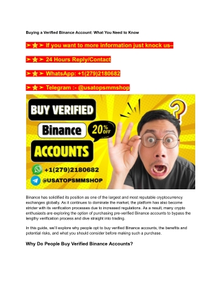 The Best 5 Sites To Buy Verified Binance Accounts