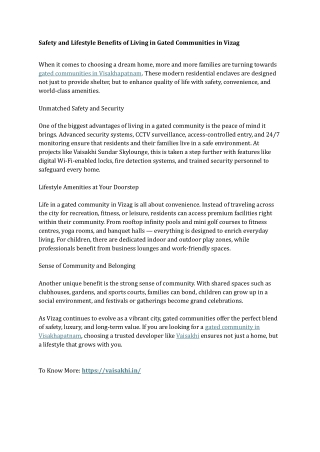 Safety and Lifestyle Benefits of Living in Gated Communities in Vizag