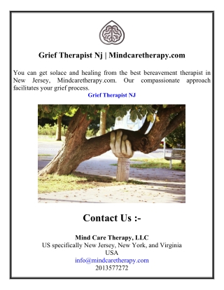 Grief Therapist Nj  Mindcaretherapy.com