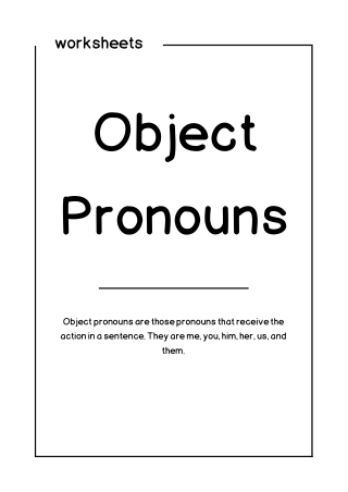 Object Pronouns Worksheet in Black and White Printable Style