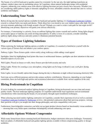 Affordable Solutions for Your Backyard and Garden Lighting Needs in Coquitlam