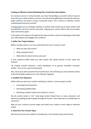 Creating an Effective Content Marketing Plan to Feed Your Sales Pipeline