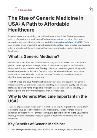 Generic Medicine In Usa