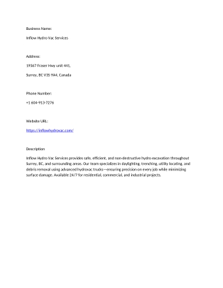 Inflow Hydro Vac Services