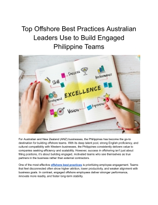 Top Offshore Best Practices Australian Leaders Use to Build Engaged Philippine Teams