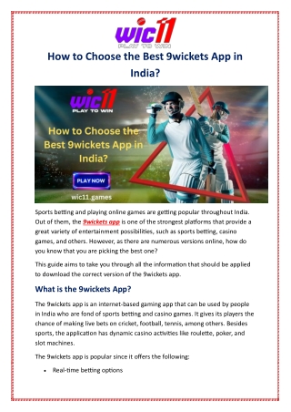 How to Choose the Best 9wickets App in India?