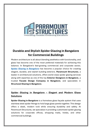 Durable and Stylish Spider Glazing in Bangalore for Commercial Buildings