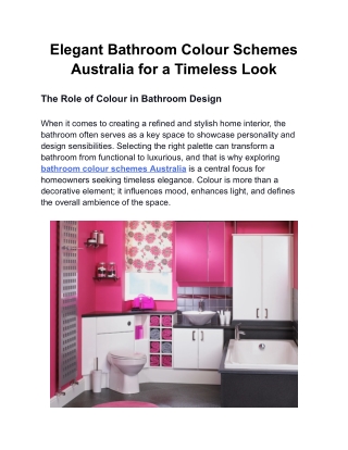 Elegant Bathroom Colour Schemes Australia for a Timeless Look