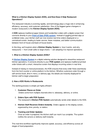 What is a Kitchen Display System (KDS), and How Does it Help Restaurant Operations