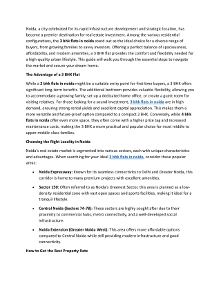 Your Comprehensive Guide to Finding the Perfect 3 BHK Flat in Noida