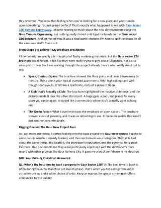 A Peek at the Gaur Sector 22D Brochure What I Found Out