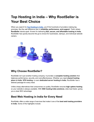 Top Hosting in India – Why RootSeller is Your Best Choice