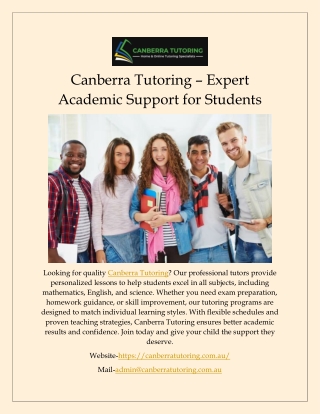 Canberra Tutoring – Expert Academic Support for Students