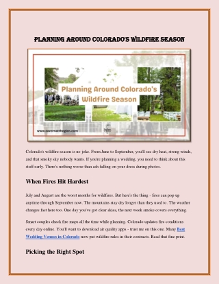 Planning Around Colorado's Wildfire Season