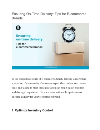 Ensuring On-Time Delivery_ Tips for E-commerce Brands