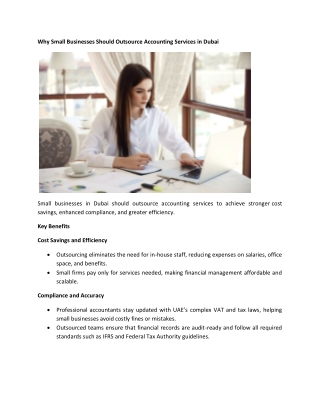Why Small Businesses Should Outsource Accounting Services in Dubai