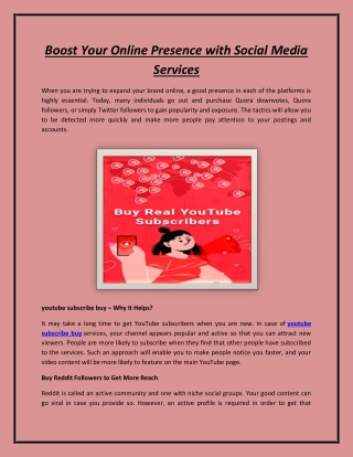 Boost Your Online Presence with Social Media Services