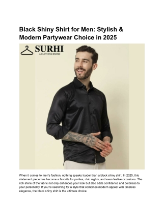 Solid Shiny Solid Black Shirt For Men
