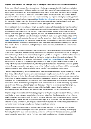 Beyond Round-Robin The Strategic Edge of Intelligent Lead Distribution for Unrivalled Growth