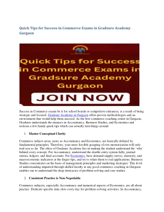 Quick Tips for Success in Commerce Exams in Gradsure Academy Gurgaon