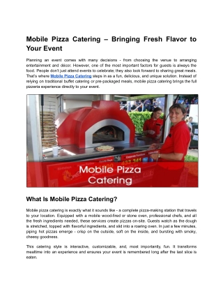 Perfect Pizza, On the Go: Your Trusted Mobile Pizza Catering Service