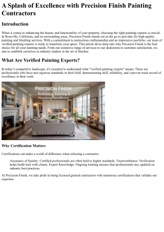 A Splash of Excellence with Precision Finish Painting Contractors