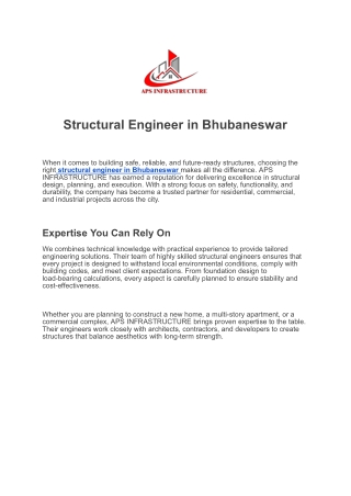 Structural Engineer in Bhubaneswar