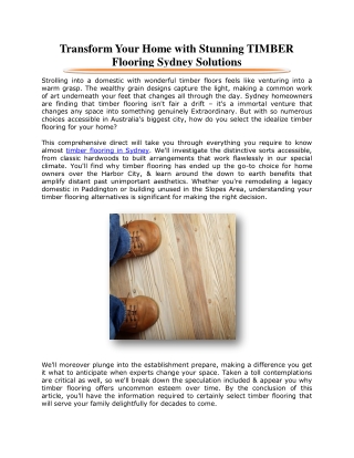 Transform Your Home with Stunning TIMBER Flooring Sydney Solutions