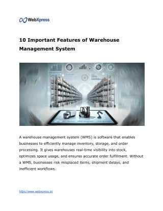 10 Important Features of Warehouse Management System