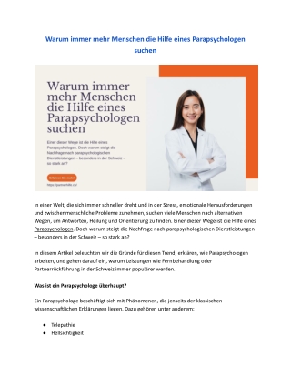 Warum immer mehr Menschen die Hilfe eines Parapsychologen suchen