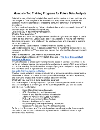 Best Data Analytics Training Institutes in Mumbai to Kickstart Your Career