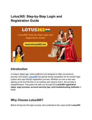 Lotus365 Step-by-Step Login and Registration Guide