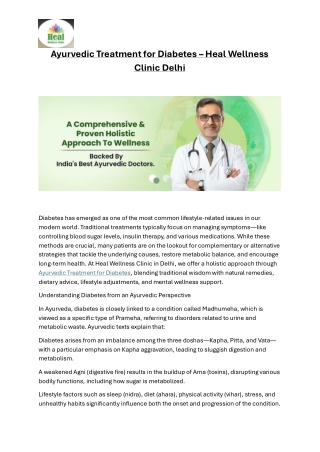 Ayurvedic Treatment for Diabetes – Heal Wellness Clinic Delhi