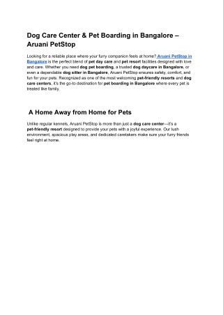 Dog Care Center & Pet Boarding in Bangalore – Aruani PetStop