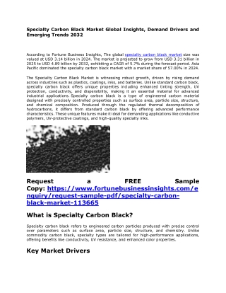 Specialty Carbon Black Market Outlook, Key Players, Opportunities and Future Gro