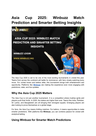 Asia Cup 2025 Winbuzz Match Prediction and Smarter Betting Insights