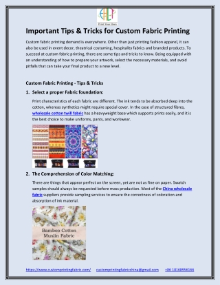 Article 2 - Important Tips & Tricks For Custom Fabric Printing