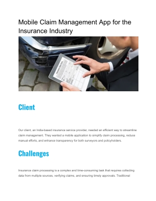 Mobile Claim Management App for the Insurance Industry