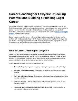 Career Coaching for Lawyers_ Unlocking Potential and Building a Fulfilling Legal Career