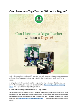 Can I Become a Yoga Teacher Without a Degree?