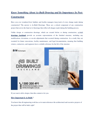 Know Something About As-Built Drawing and Its Importance In Post-Construction