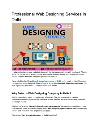 Professional Web Designing Services in Delhi
