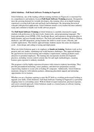 Full Stack Software Training in Nagercoil