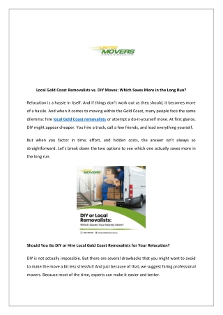 Local Gold Coast Removalists vs DIY Moves- Which Saves More in the Long Run?